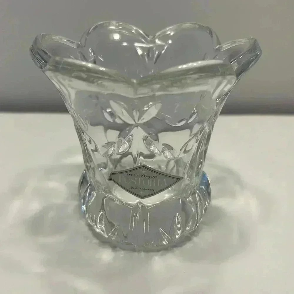 Fostoria 24% lead crystal bud vase / toothpick holder made in‎ Germany